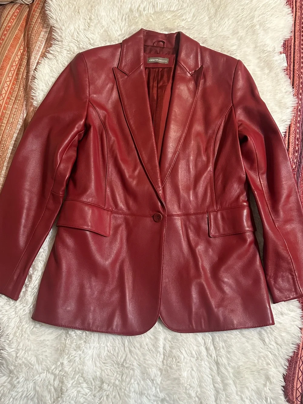 Vintage Valerie Separates Oxblood Genuine Leather Blazer Jacket M